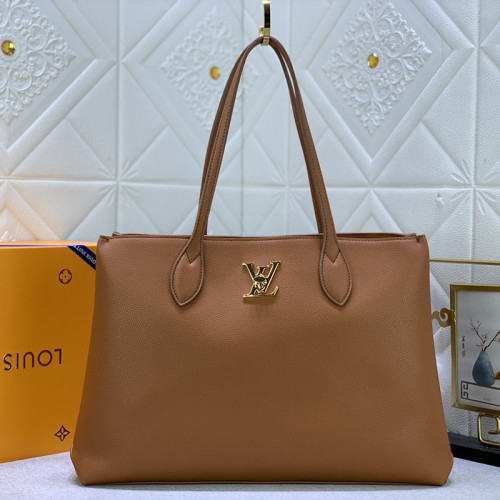 Louis Vuitton Womens Bags Handbags Luxury Brand Fashion Type LOCKME SHOPPER Black Grained calf leather M57345  