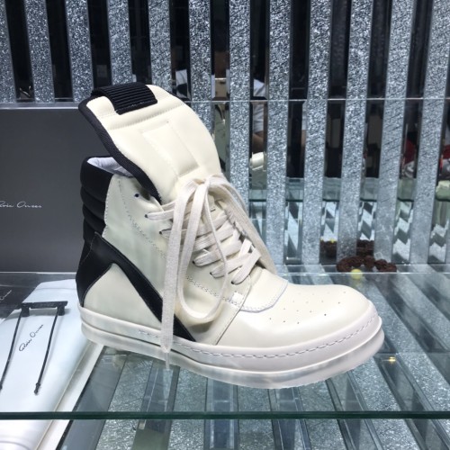 Rick Owens Men Shoes Sneakers Leather High-Top Breathable Mens Casual Shoes Ankle Boots with Original Box