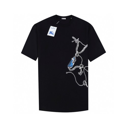 Burberry Luxury Brand Women Mens Short Sleeve T-Shirt Knight Hardware Cotton T-shirt   