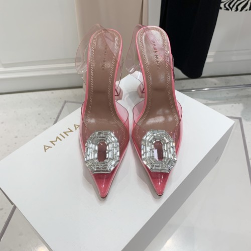 Amina Muaddi Womens Shoes Sandals Slippers Luxury Brand Fashion Pumps for Women with Original Box 9cm Heel