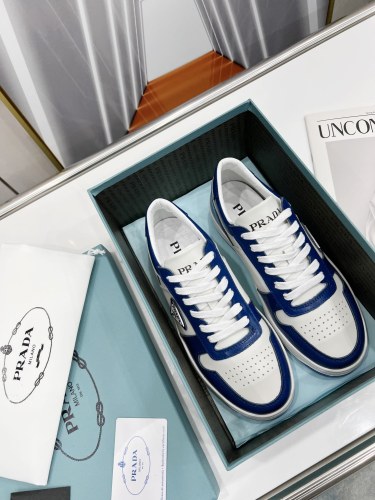 Prada Mens Shoes Casual Luxury Brand Breathable Sneakers with Original Box Downtown leather sneakers 2EE364_3LKG_F098Z