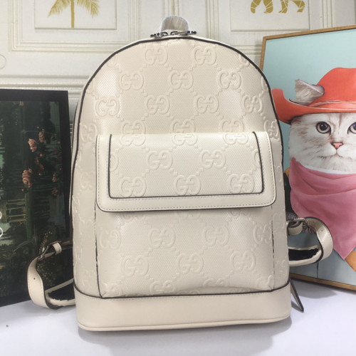 Gucci Womens Mens Fashion Bags Shoulder Backpacks Luxury Brand GG embossed backpack in white leather 658579 1W3BN 1000 with Original Box