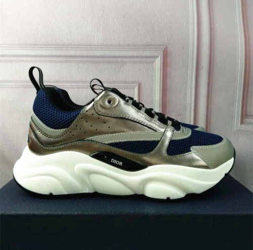 Dior Mens Shoes Sneakers Luxury Brand Breathable Design B22 SNEAKER Blue Technical Mesh and Silver-Tone Smooth Calfskin with Original Box 3SN231ZRZ_H865