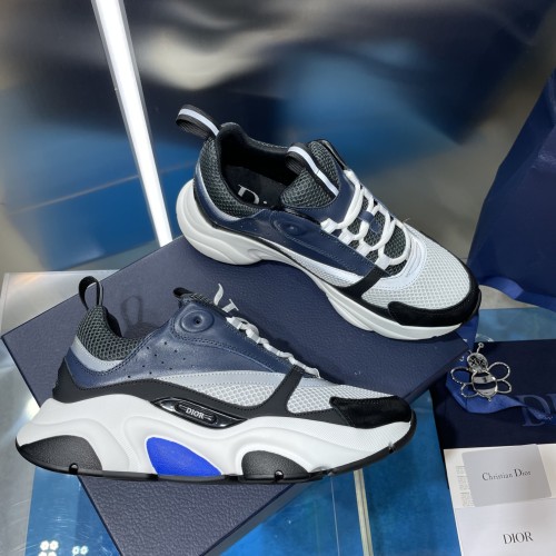 Dior Mens Shoes Sneakers Luxury Brand Breathable Design B22 SNEAKER Mesh with Smooth Calfskin with Original Box 3SN231YXX_H861