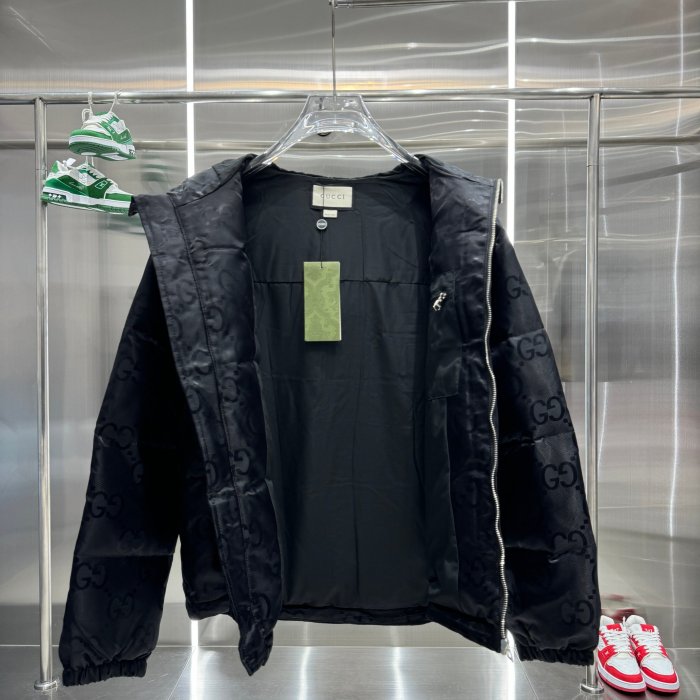 Gucci Men Womens Coat Luxury Brand Mens Hoodie Down Jacket Jumbo GG Down Jacket in Black Top Quality   