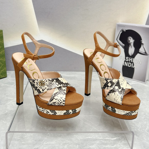 Gucci Womens Shoes Sandals 14cm Heel Luxury Brand with Original Box 730022 US000 7519 Women's Interlocking G sandal in leather Whatsapp 
