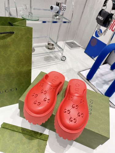 Gucci Womens Shoes Slippers Women's Platform Perforated G Sandal Luxury Brand with Original Box 663577 JFB00 9022  