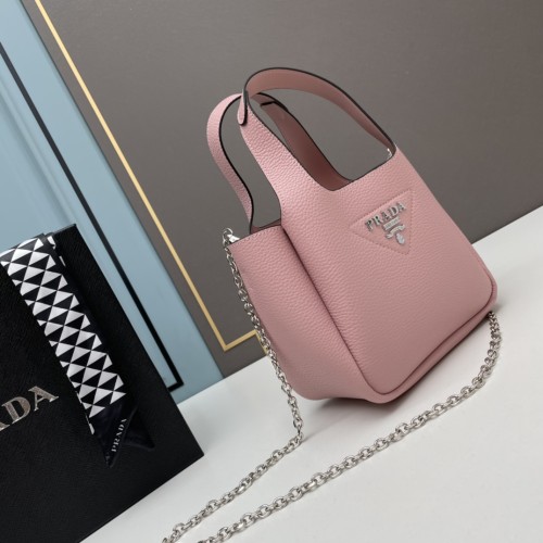 Prada Womens Shoulder Bags Leather Shopping Bag with Original Box
