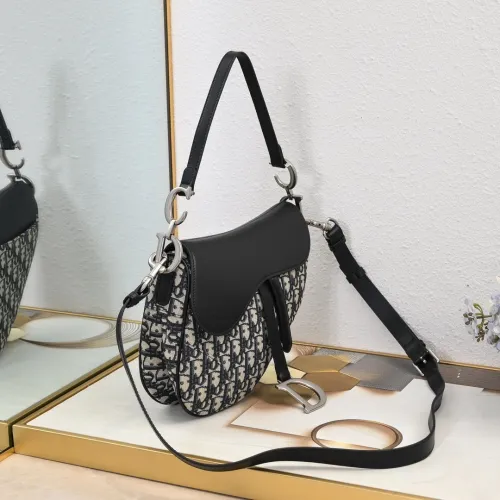 Dior Womens Bag Saddle Bag Luxury Brand Design Saddle Bag with Strap Blue Dior Oblique Jacquard and Smooth Calfskin with Original Box M0455VDDS_M928