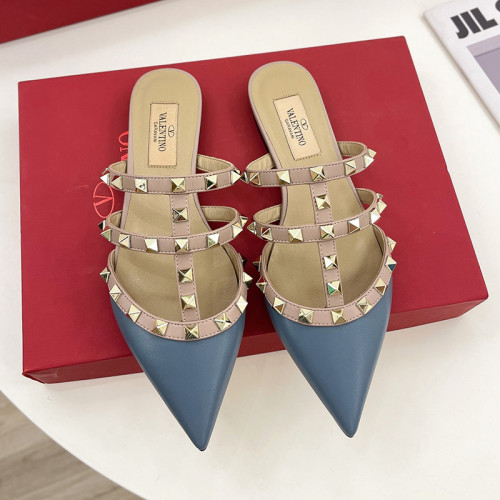 Valentino Women Shoes Mule Sandals Pointed Toe Slippers ROMAN STUD SLIDE SANDAL IN QUILTED NAPPA with Original Box Whatsapp 