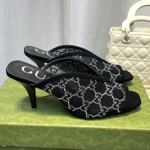 Gucci Womens Shoes Slide Slippers Luxury Brand Women's GG 7.5cm Heel Slippers with Original Box