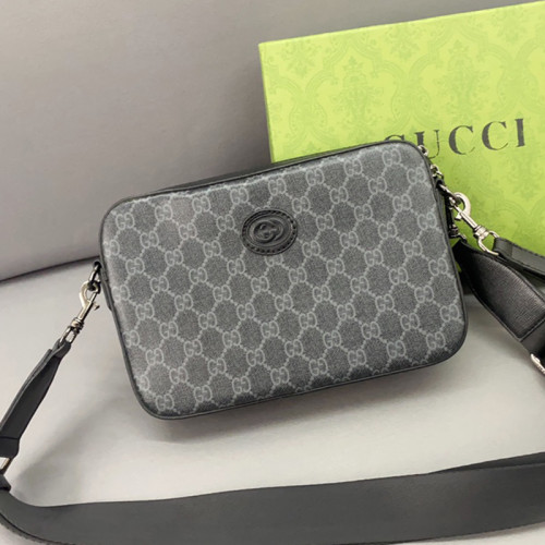 Gucci Mens Womens Bags Shoulder Bag Luxury Brand Shoulder bag with Interlocking G in black Supreme with Original Box 703468 92THF 1000