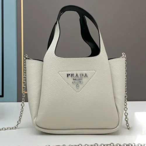 Prada Womens Shoulder Bags Leather Shopping Bag with Original Box