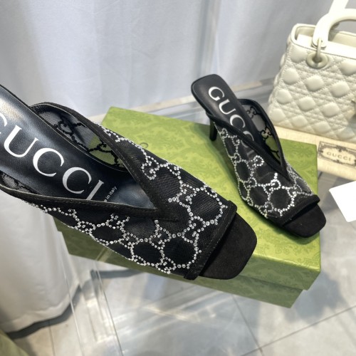 Gucci Womens Shoes Slide Slippers Luxury Brand Women's GG 7.5cm Heel Slippers with Original Box