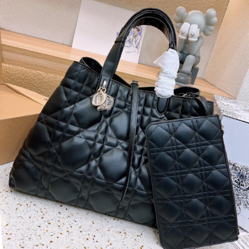 Dior Womens Mens Fashion Bags Luxury Brand Large Dior Toujours Bag Black Macrocannage Crinkled Calfskin M2820SNIO_M900  