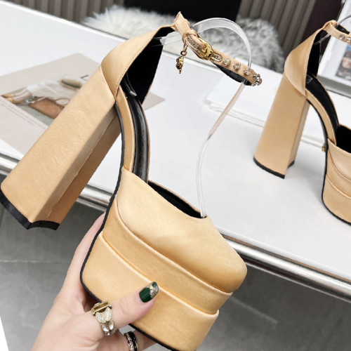 Versace Brand Womens Sandals Shoes Pumps Leather Big Size LA MEDUSA LEATHER PUMPS with 5cm High Platform and 15cm Heel Design  