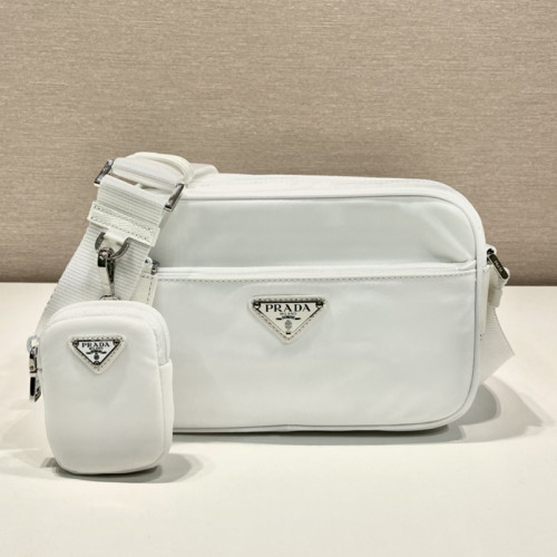 Prada Mens Womens Bags Shoulder Bag Luxury Brand White Re-Nylon shoulder bag with Original Box 1BC167_RV44_F0009_V_B1M