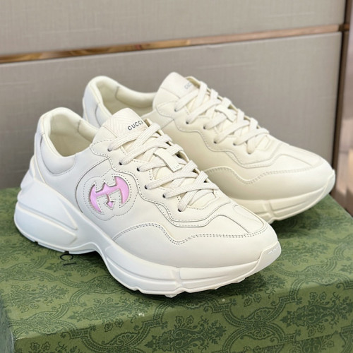 Gucci Womens Shoes Sneakers Luxury Brand Women's Rhyton sneaker in ivory leather with Original Box Whatsapp 