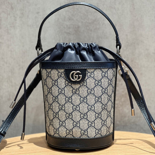 Gucci Womens Bags Shoulder Handbags Luxury Brand Ophidia mini bucket bag in Beige GG Supreme Fabric  