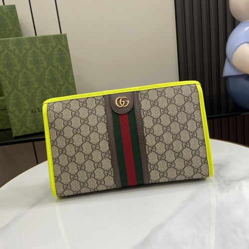 Gucci Womens Mens Unisex Bags Wallets Clutch Luxury Brand GG Supreme Ophidia Toiletry Case with Original Box  
