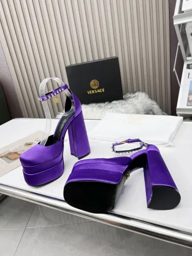 Versace Brand Womens Sandals Shoes Pumps Leather Big Size LA MEDUSA LEATHER PUMPS with 5cm High Platform and 15cm Heel Design  