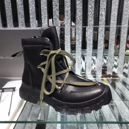Rick Owens Men Shoes Sneakers Leather High-Top Breathable Mens Casual Shoes Ankle Boots with Original Box