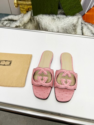 Gucci Womens Shoes Slippers Gucci WOMEN'S INTERLOCKING G CUT-OUT SANDAL Luxury Brand with Original Box 694451 US000 2535  
