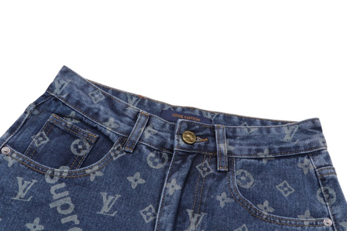 Louis Vuitton x Supreme Luxury Brand Women Mens Pant Jeans   H547