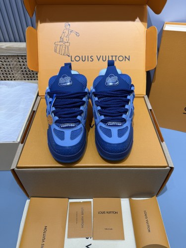 Louis Vuitton Mens Shoes Fashion Sneakers Design Luxury Brand LV TRAINER SNEAKER Mix of materials with Original Box 1AB9XJ  