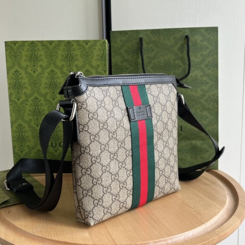 Gucci Mens Bags Shoulder Bag Design Luxury Brand SMALL MESSENGER BAG WITH WEB 471454 KHNGN 9692 with Original Box   