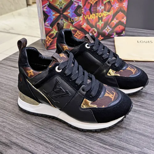 Louis Vuitton Women Shoes Sneakers Luxury Brand Lace-Up Run Away Sneaker 1AAP3D with Original Box Black Suede calf leather and recycled Monogram nylon
