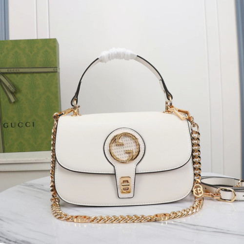 Gucci Womens Bags Shoulder Messenger Bag Luxury Brand Gucci Blondie top-handle bag in white leather with Original Box  