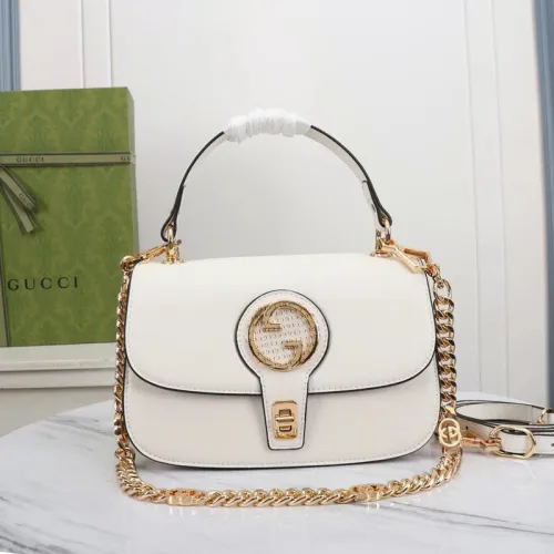 Gucci Womens Bags Shoulder Messenger Bag Luxury Brand Gucci Blondie top-handle bag in white leather with Original Box  