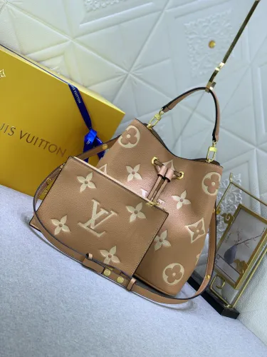 Louis Vuitton Womens Bag Crossbody Design NÉONOÉ MM Bicolor Monogram Empreinte Leather Luxury Brand with Original Box