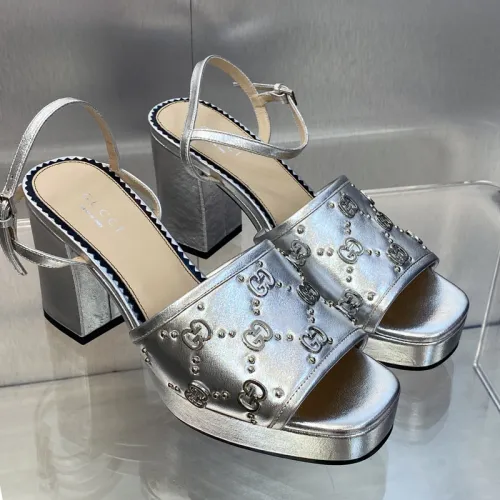 Gucci Womens Shoes Sandals 8.5cm Heel Luxury Brand with Original Box 719844 C9D00 9022 Women's Interlocking G studs sandal in leather Whatsapp 