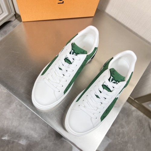 Louis Vuitton Mens Shoes Sneakers Lace-Up Luxury Brand Fashion TIME OUT SNEAKER with Original Box