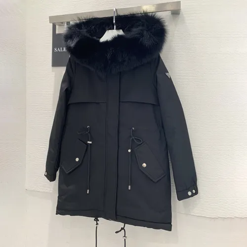 Prada Design Womens Cardamine Winter Windprood Down Jackets Keep Warm 90% White Duck Down