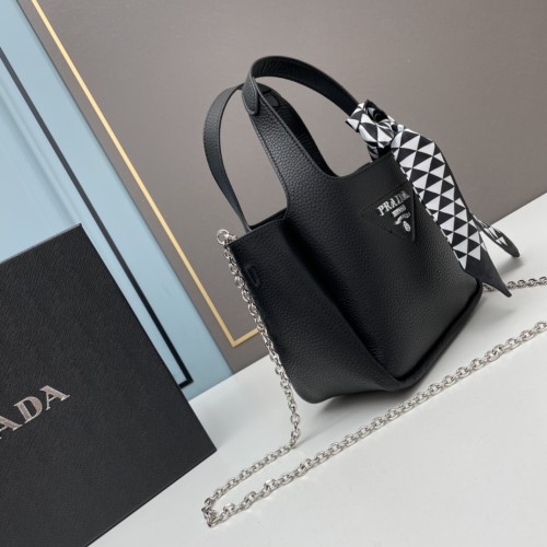 Prada Womens Shoulder Bags Leather Shopping Bag with Original Box