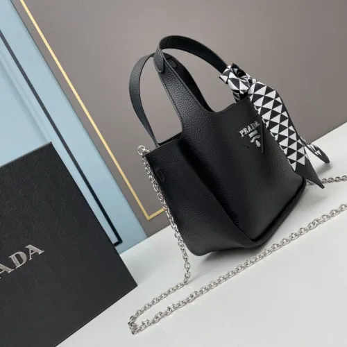 Prada Womens Shoulder Bags Leather Shopping Bag with Original Box