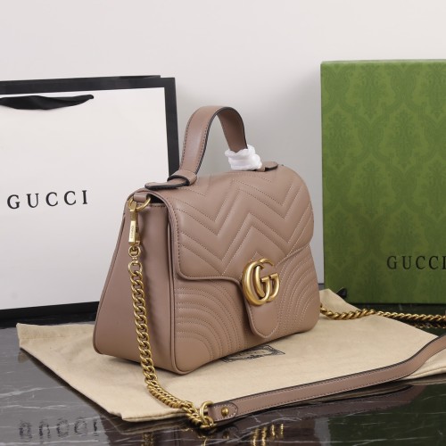 Gucci Womens Bags Shoulder Messenger Bag Luxury Brand Gucci Leather GG Marmont Small Top Handle Bag with Original Box 498110 DTDIT 1000