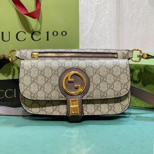 Gucci Womens Bags Shoulder HandBags Luxury Brand Gucci Blondie belt bag in beige and ebony Supreme with Original Box 718154 UULBG 8442