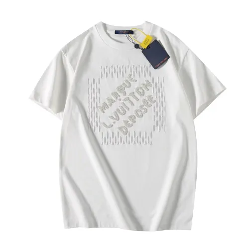 Louis Vuitton Luxury Brand Men Womens Short Sleeve T-Shirt Embroidered Signature Cotton T-Shirt 1AFV76   
