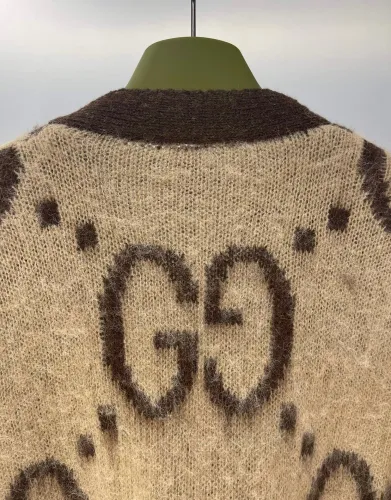 Gucci Men Womens Sweater Coat Luxury Brand Womens Knitwear Top Quality Reversible GG Mohair Wool Cardigan In Beige & Brown 635160 XKBK2 2254