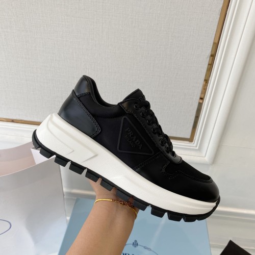 Prada Mens Shoes Casual Luxury Brand Breathable Sneakers with Original Box Downtown leather sneakers 2EE364_3LKG_F098Z with Original Box Whatsapp 