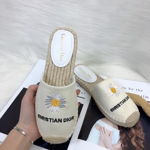 Dior Womens Shoes Slippers Dior Granville Espadrille Dior Oblique Embroidered Cotton with Original Box