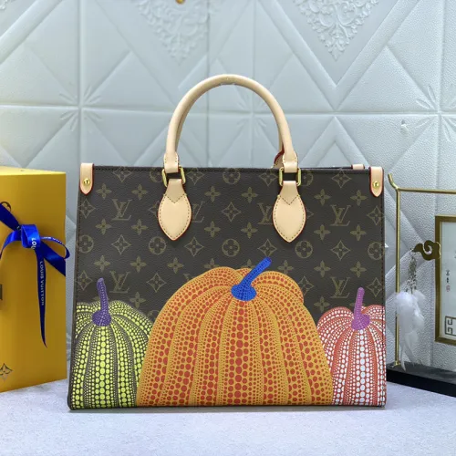 Louis Vuitton Womens Bags Handbags Luxury Brand Louis Vuitton M46286 OnTheGo MM Trianon Pink / Cream Embossed grained cowhide leather  