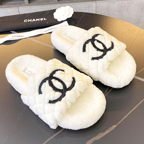 Chanel Womens Shoes Slippers Luxury Brand Winter Plus Velvet Design with Original Box