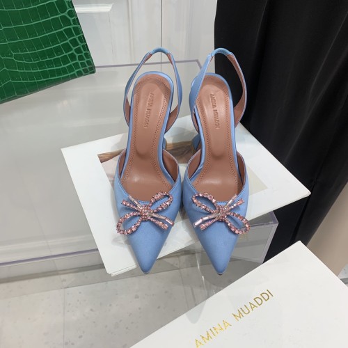 Amina Muaddi Womens Shoes Sandals Slippers Luxury Brand Fashion Pumps for Women with Original Box 9cm Heel