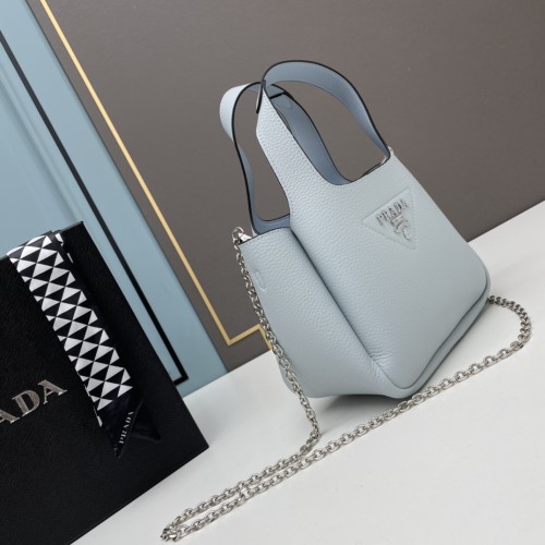 Prada Womens Shoulder Bags Leather Shopping Bag with Original Box