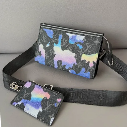 Louis Vuitton Womens Mens Bags Shoulder Bags Luxury Brand GASTON WEARABLE WALLET with Original Box M81753 Sunrise Monogram Eclipse coated canvas